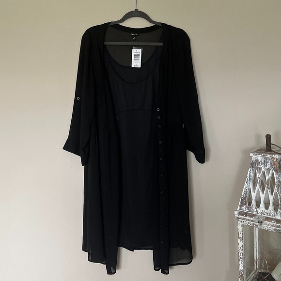 NWT Torrid Black Sheer Chiffon Overlay Shirt Dress - Picture 3 of 9